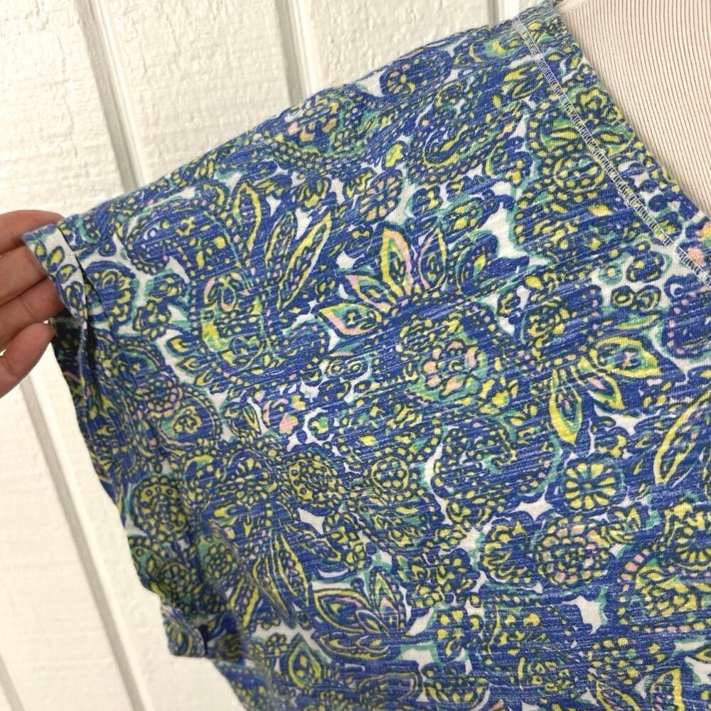 Talbots 2X Blue Green Paisley Floral Cotton Dolman Sleeve Top Boho Coastal - Picture 2 of 7